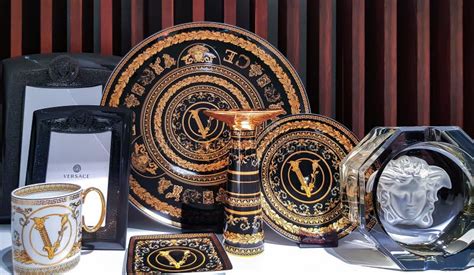 versace shelf|Versace italian tableware label.